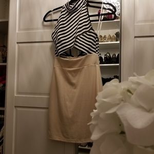 Striped mini cutout dress